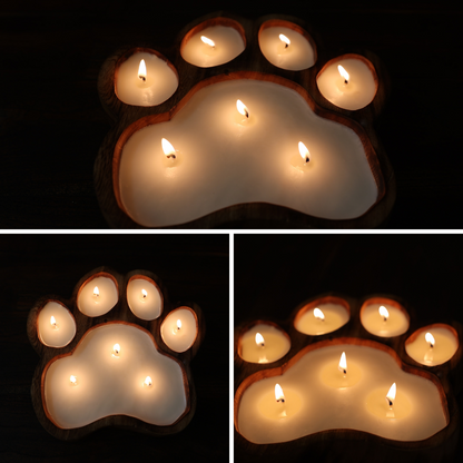 8-Wick Wood PawPrint Doughbowl Soy Candle