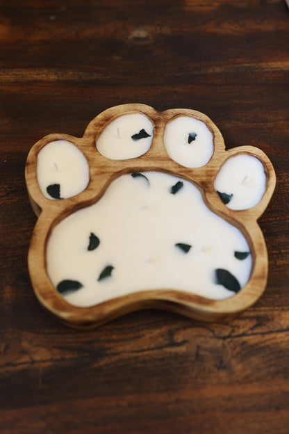 8-Wick Wood PawPrint Doughbowl Soy Candle