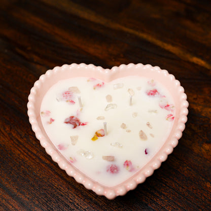 Pretty in Pink Heart Candle